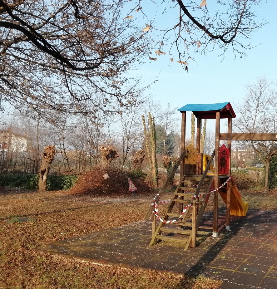 Parco degrado Marano tra ramaglie e immondizia