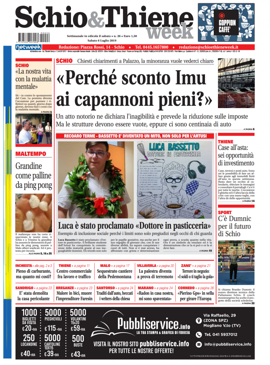 Puntuali in edicola con un nuovo numero di Schio&ThieneWeek
