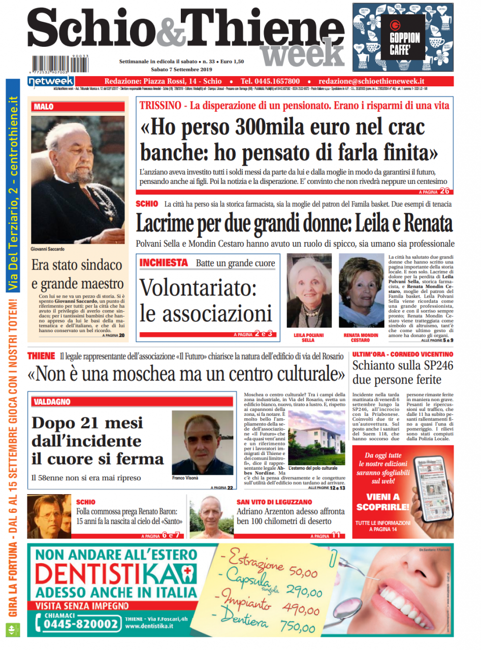 Schio&ThieneWeek è in edicola con un nuovo numero ricco di cronaca
