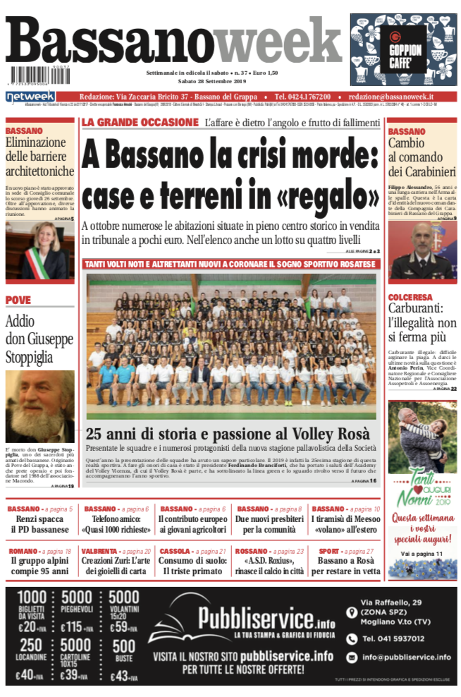 Nuovo numero di Bassanoweek in tutte le edicole!