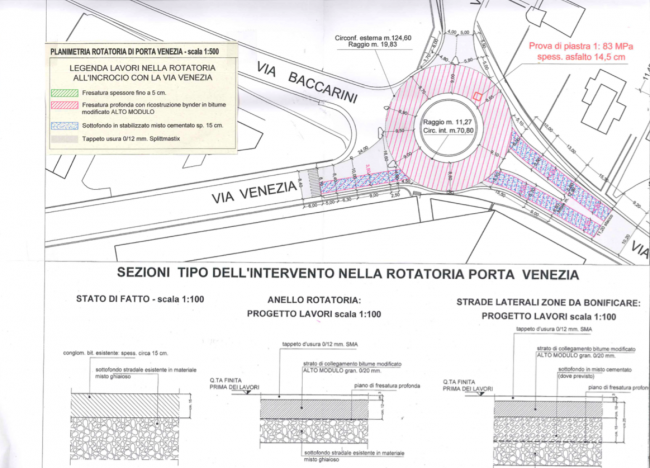 Rotatoria di Porta Venezia a Schio, lavori in notturna per il rifacimento del manto stradale