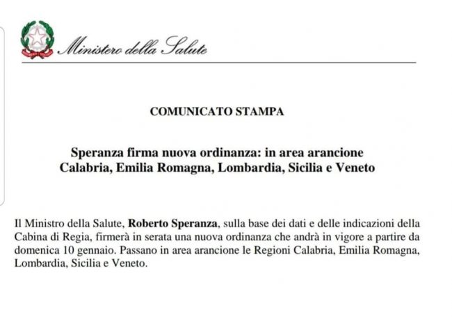 Veneto arancione da domenica: ordinanza firmata!