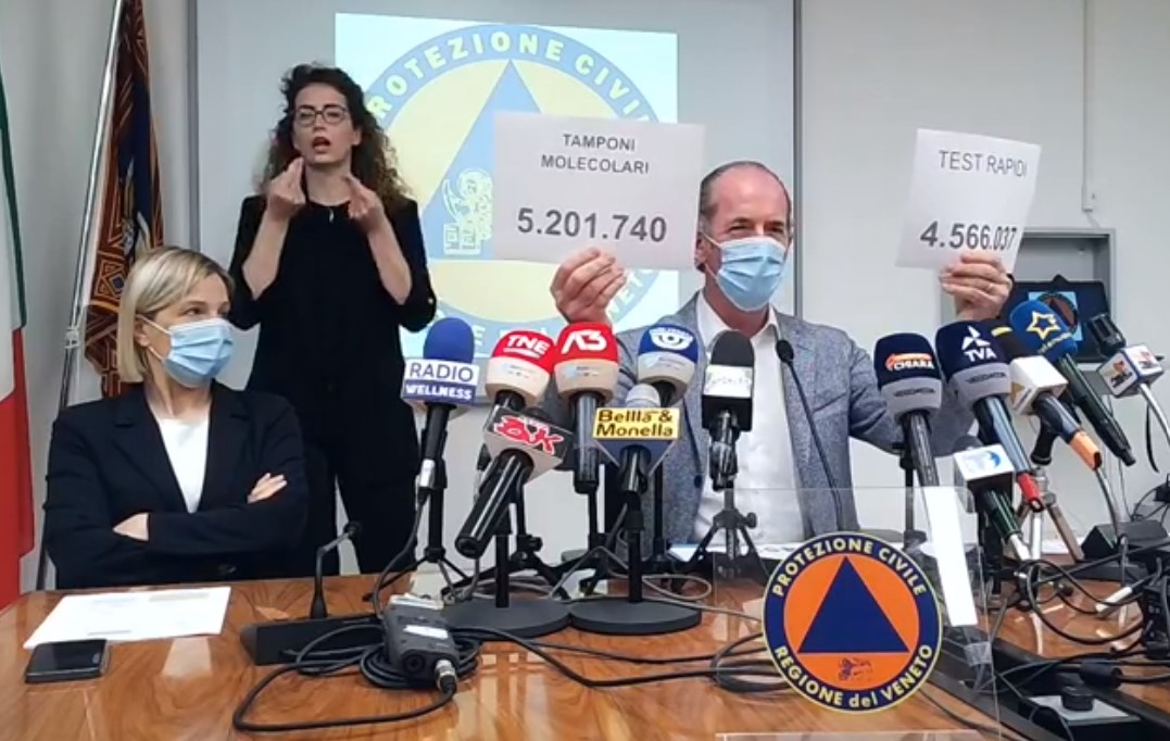 Covid, Zaia: “Vaccini, prenotazione 40enni anticipata a oggi a partire dalle 16” | +453 positivi | Dati 14 maggio 2021