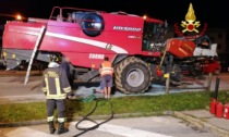 Grisignano del Zocco, principio d’incendio di una mietitrebbia