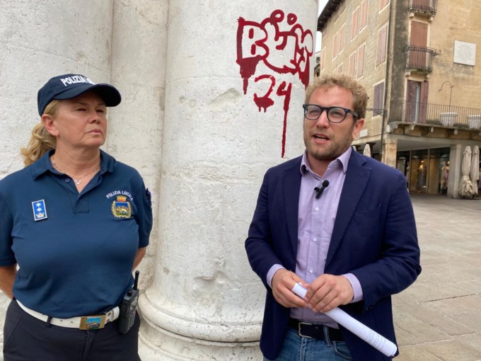 Basilica Palladiana imbrattata a Vicenza, Possamai: “Sono stati due giovani, non la passeranno liscia…”