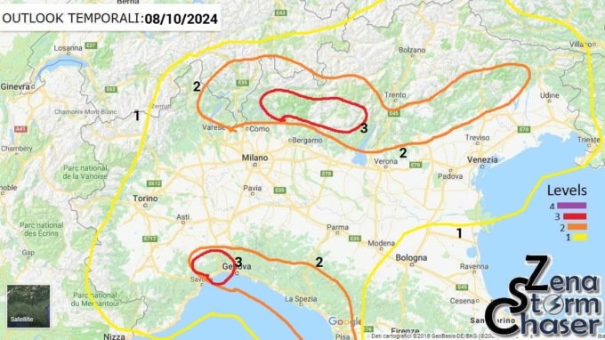Martedì 8 ottobre 2024 di pioggia sul Veneto, scatta l’allerta arancione in provincia di Vicenza