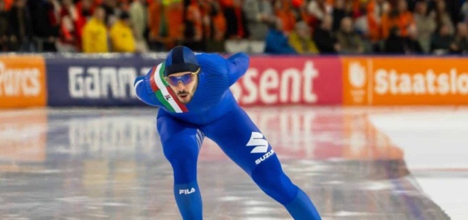 Pattinaggio velocità maschile, Davide Ghiotto stabilisce il nuovo record del mondo nell’Oval Stadium di Calgary