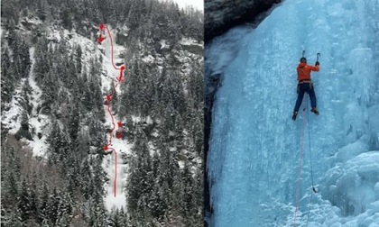 Alpinista vicentino precipita da una cascata di giaccio in Val di Fassa