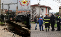 Smottamento improvviso a causa delle piogge di questi giorni, la terra cede in un cortile vicino a un cantiere edile