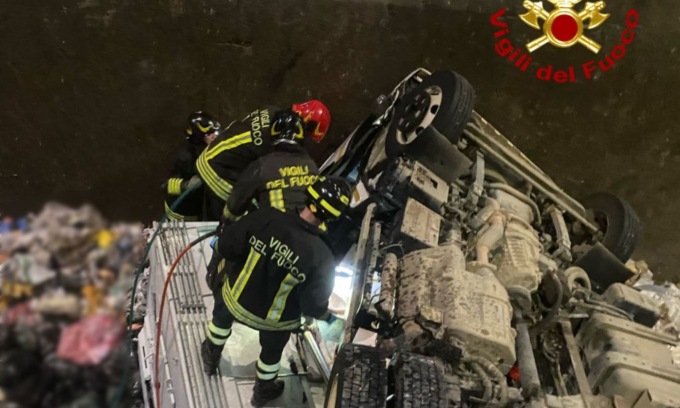 Furgone precipita in una fossa all’impianto di termovalorizzazione di Schio, ferito il conducente